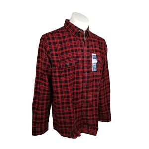 George Mens XLT Red and Black Plaid Soft Flannel Long Sleeve Button Down Shirt